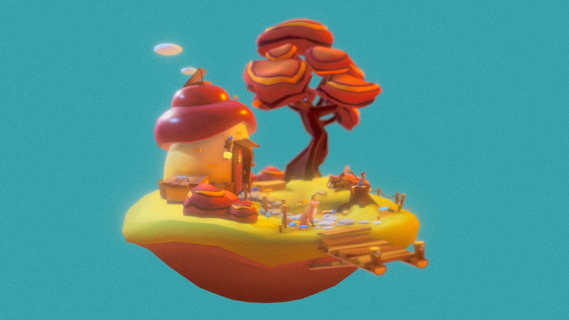 I wanted to make something cute during my lunch breaks!

A simple low poly mushroom inspired house on a little island filled with critters. The animation is very simple but you get the impression I was going for! :) - Mushroom House - 3D model by Sam Duckworth (@samduckworth) 3d model