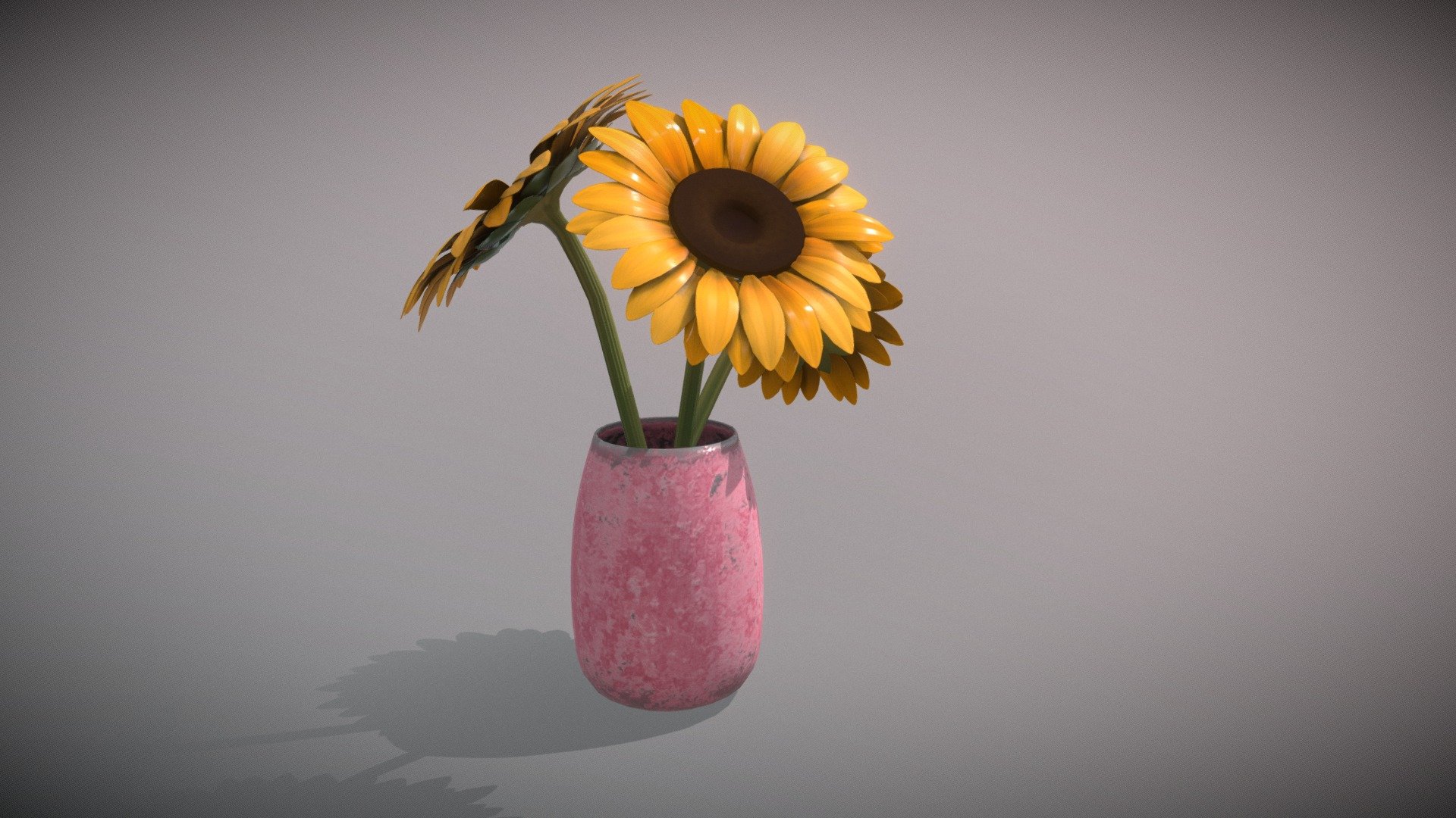 3D model of sunflower. Handpainted in 3D Coat - Sunflowers in vase - Buy Royalty Free 3D model by Yuliya (@rendergirl) 3d model