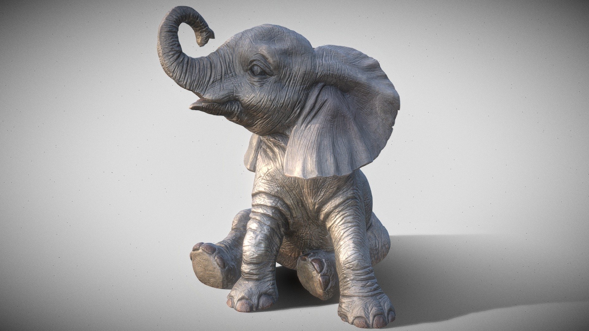 This is a real life elephant statue 38cm tall. Created with Sony a6300 - 8k textures.
Stiched from 176 images in Agisoft Metashape.

The retopo made with Insta Mesh and Blender.
For the little details used normal map 3d model