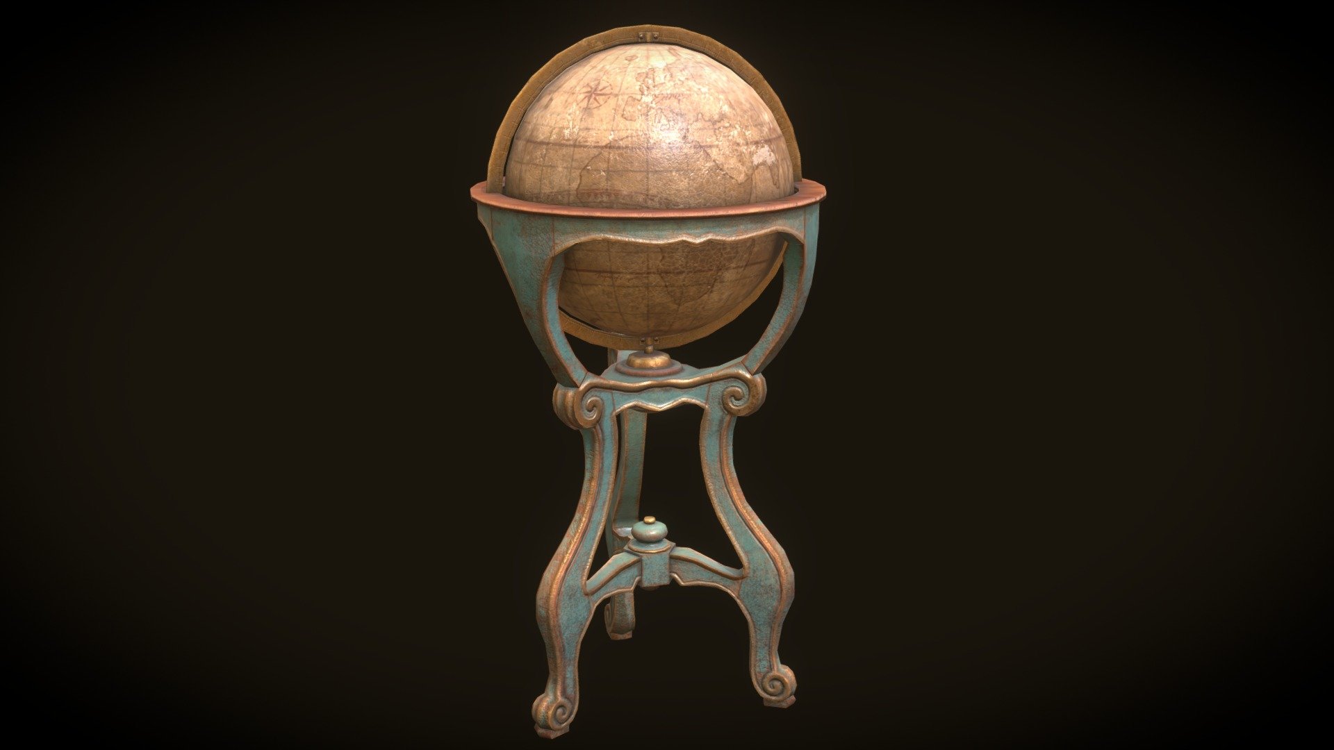 An antique globe based on an Italian design. Game ready asset. PBR textures - Antique Globe - Buy Royalty Free 3D model by PaulCarstens 3d model