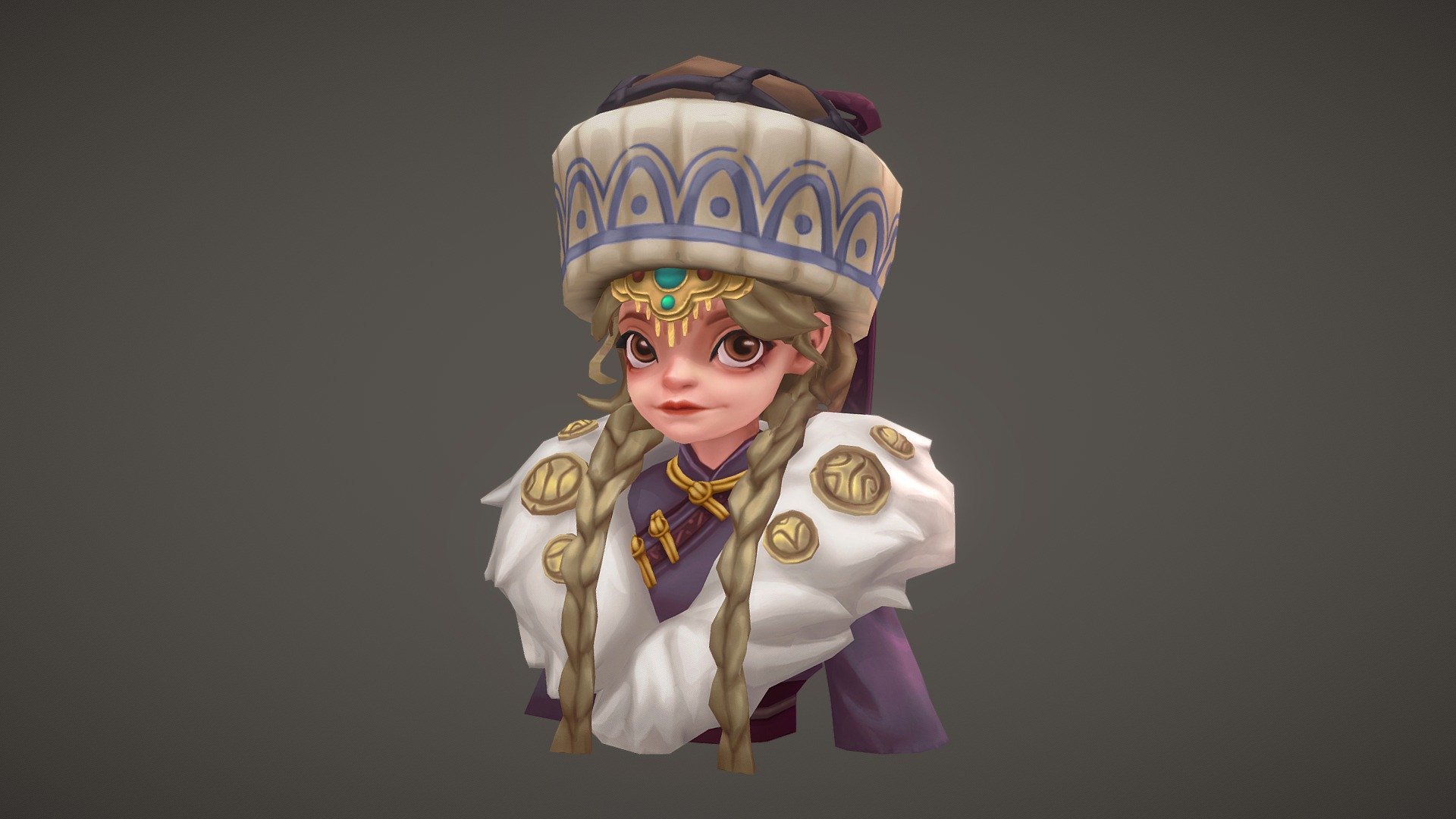 Made this piece based on concept art called 部落 Mönkhtsetseg by Crispy Mushrooms! This was done over the course of 9 weeks during the CGMA course: Stylized Character Arts for Games with instructor Weston Reid! The character blockout and sculpt were done in ZBrush, retopology in Blender and CozyBlanket, baking in Marmoset Toolbag 4, texturing in Substance Painter and 3DCoat, and finally rigged and animated back in Blender! The class was challenging, but I had a lot of fun and learned a lot! I'm super excited to apply what I've learned in future pieces! For more detaills, check out the ArtStation post here:https://www.artstation.com/artwork/m86kbY! :) - 部落 Mönkhtsetseg - 3D model by erin! (@arokma) 3d model