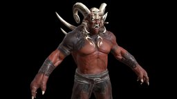 DemonBoss3 armor, ancient, rpg, demon, fighter, unreal, mutant, claws, spawn, butcher, executioner, weapon, character, unity, game, pbr, low, poly, skull, animation, monster, rigged