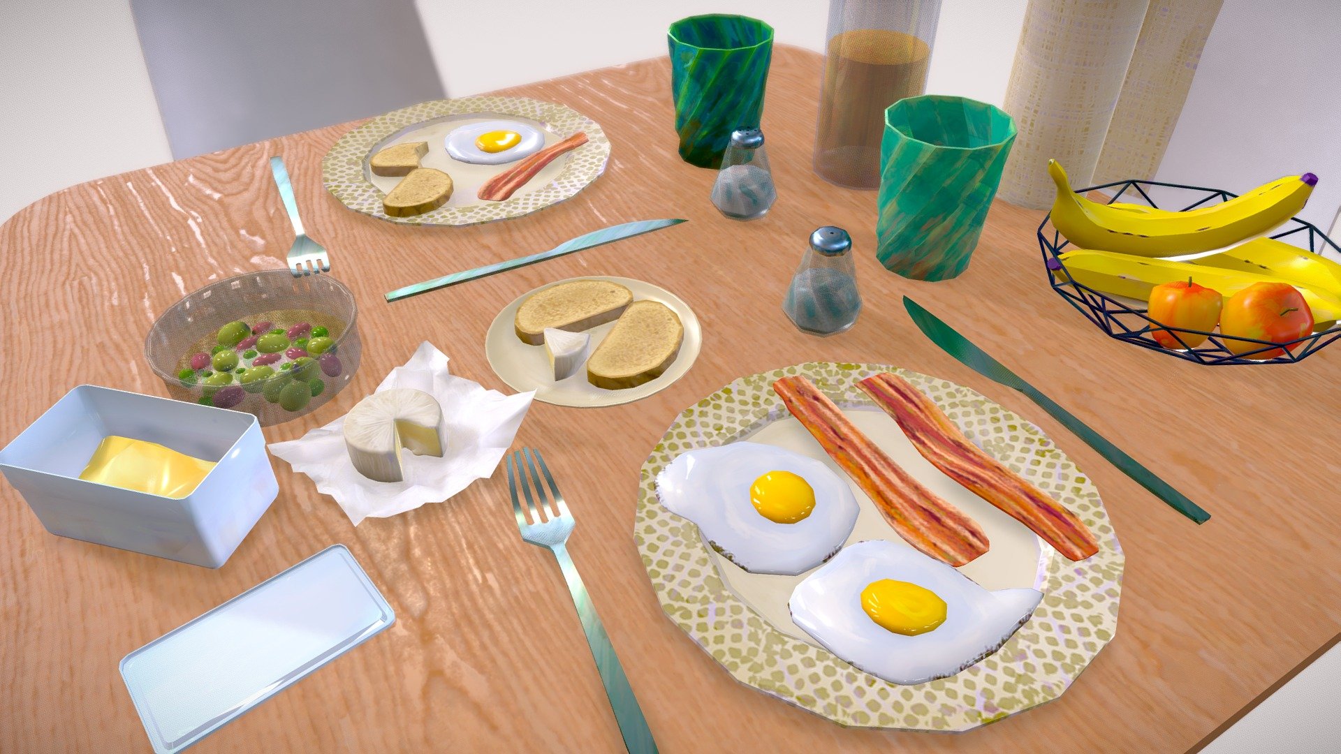 Actual footage from my kitchen on a regular morning.
No normal maps or generative maps, just handpaint.
Game ready. Mesh is quite optimized.
Textures are not because there are other objects not present in the file. For texture/uv optimization I recommend a repack and texture transfer bake 3d model