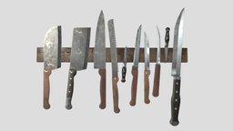 Used Butcher Knife Set kitchenware, kitchenknife, butcherknife, knifeset, knife