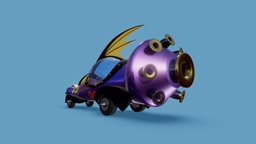 The Mean Machine purple, rockets, machine, soapbox, wacky-races, cartoon, 3d, vehicle, car, race