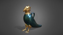 Bird Bottle bird, shiny, golden, pbr-texturing, glass, sculpture, bottle, container, gold