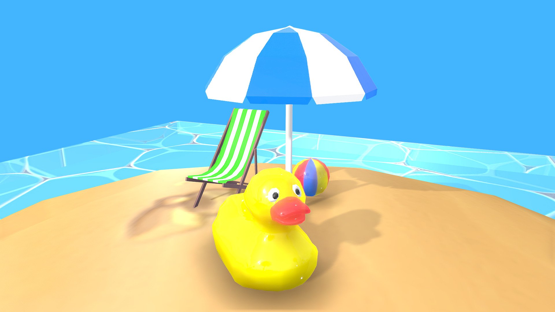 Low Poly Beach - Download Free 3D model by Helyx Silveira (@helyxsilveira) 3d model