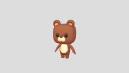 Cartoon Bear body, cube, bear, cute, little, baby, teddy, toy, figure, mascot, doll, mammal, brown, brand, grizzly, character, cartoon, animal, simple