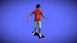 Animated Tattooed Skateboarder Character Rides board, tatoo, rides, skateboarder, character, animated