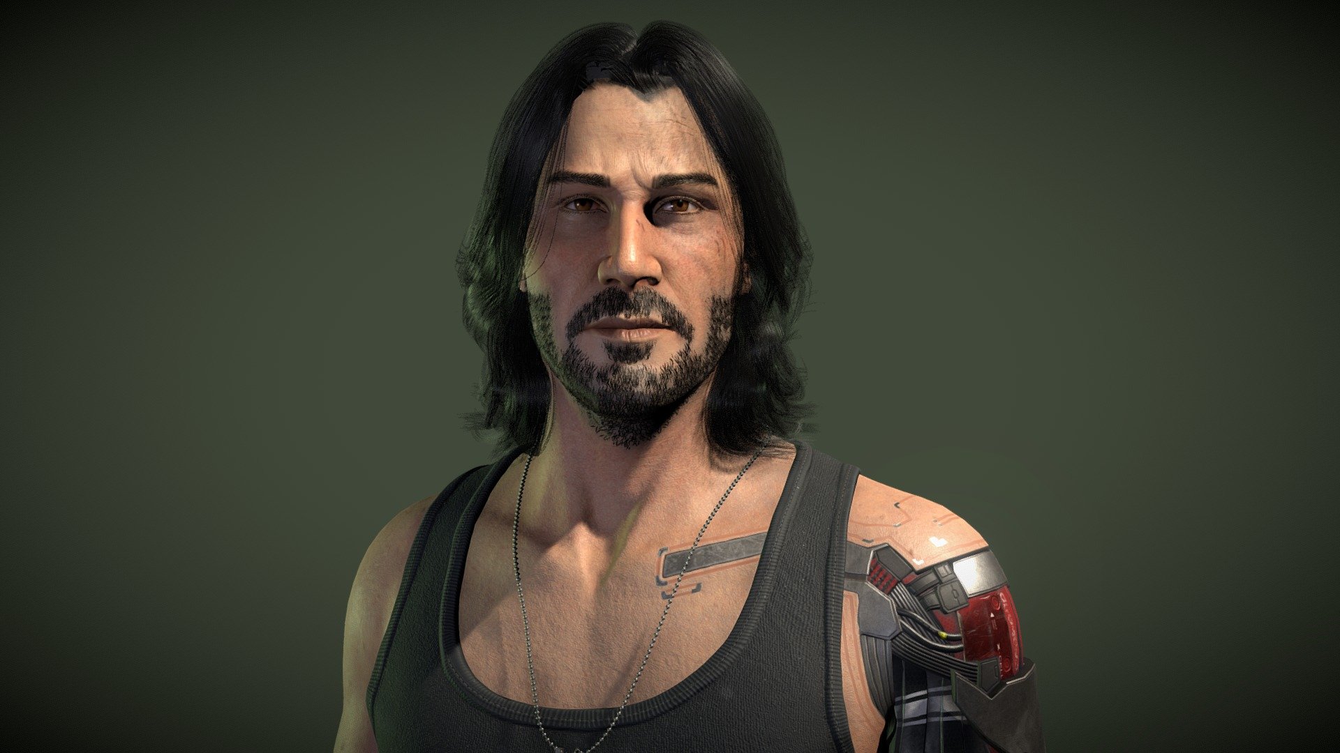 Realtime fanart of Johnny Silverhand (Keanu Reeves) from Cyberpunk 2077!

UE4 renders and technical breakdown on ArtStation  ↓ 




The goal of this project was to recreate Johnny, matching the art style of the original game and capturing the likeness of Keanu.
My inspiration behind making this project was being a big fan of Johnny (and also of Keanu) and wanting to make a character that would really push my abilities in the creation of skin, hair, clothing and hard surface.
Made as part of my final major project for my degree in computer games art.

Software used: Zbrush, Maya, Substance Painter - Johnny Silverhand - Cyberpunk 2077 Fanart - 3D model by Tristan McGuire (@Draconic_Cowboy) 3d model