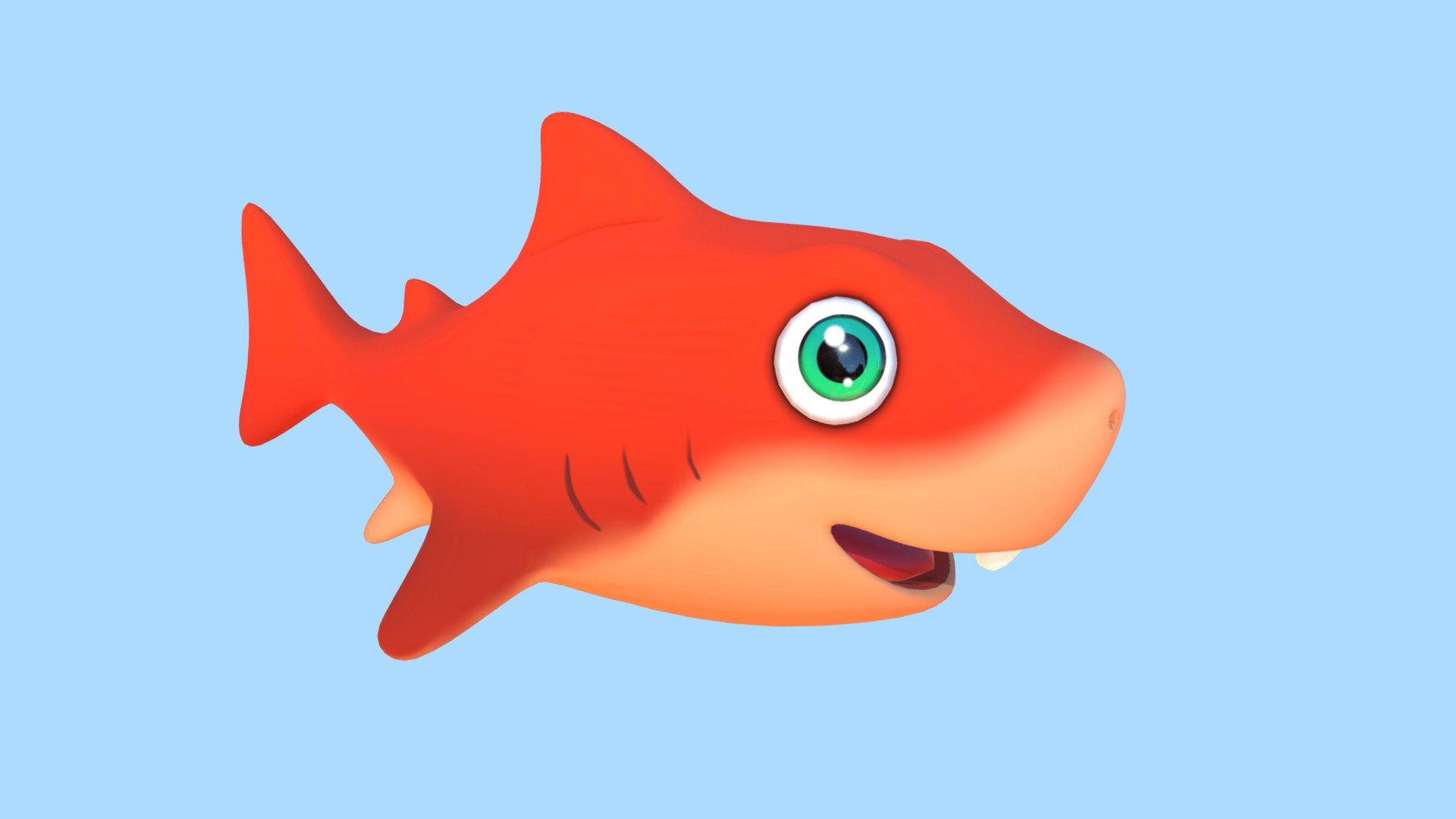 Cute baby shark character with texture - Cute Baby Shark - Buy Royalty Free 3D model by rofi.abdur 3d model