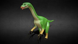 Cartoonize Therizinosuarus green, bird, claw, bill, tooth, yellow, talon, theropod, beak, herbivore, colourful, brilliant, therizinosaurus, cartoon, animal, black, dinosaur