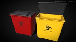 Biohazard Container -Red yellow | PBR Laboratory experiment, red, biology, lab, laboratory, equipment, danger, chemical, virus, trashcan, bio, research, biohazard, safety, cargo, box, yellow, containment, trashbin, dangerous, facility, container-box, researcher, virology, contain, hazardous, game, 3d, pbr, lowpoly, low, poly, model, medical, container, plastic
