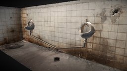 Industrial Old Toilet Urinal 3D Scan