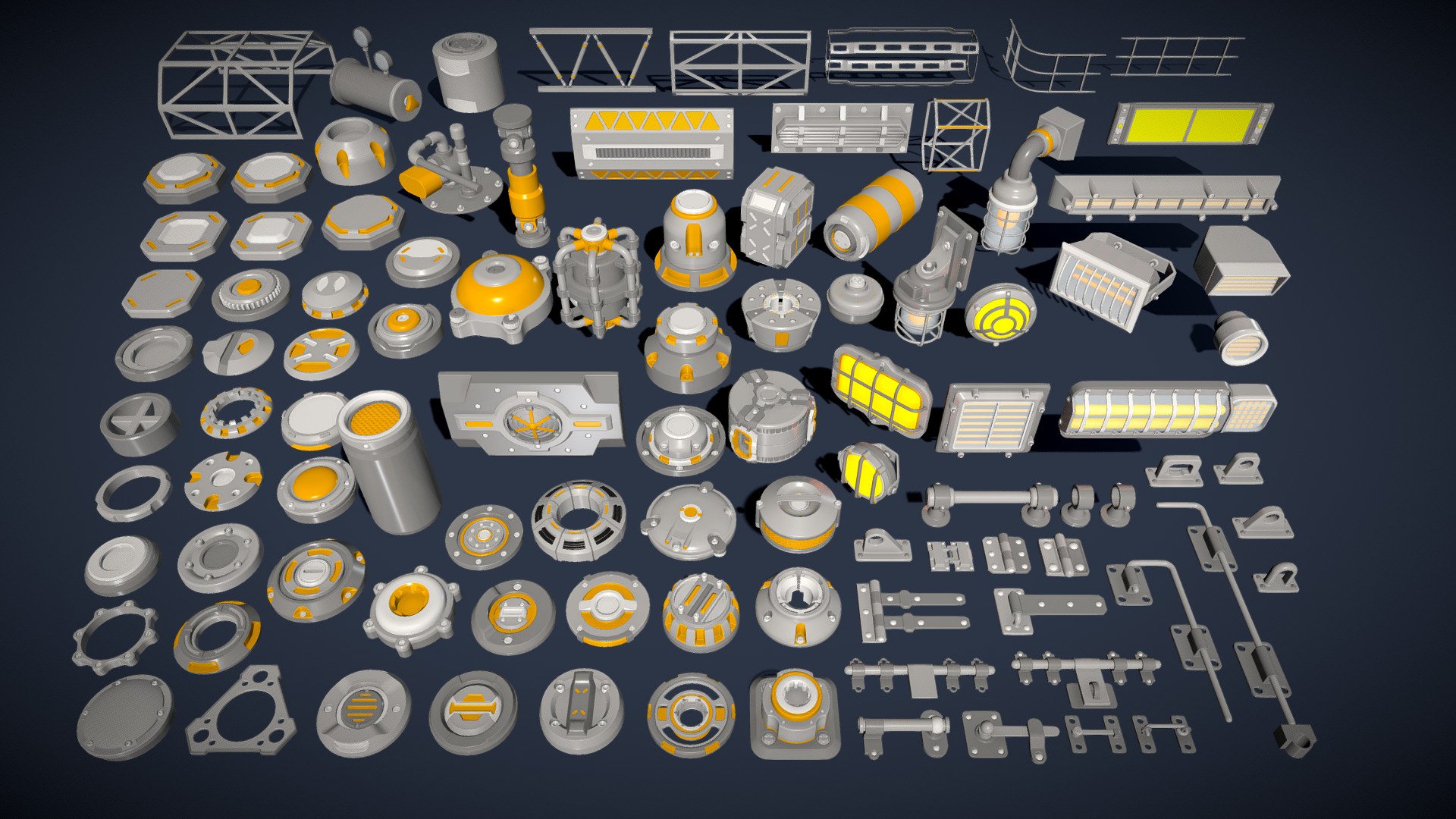 Get pack - https://www.artstation.com/a/33749260

100 middle/low poly industrial kitbashes




clean and close meshes (97% quad poly)

material ID

Real size

NO subdiv , NO textures , NO groups , NO UV map

include max(2020), blend(3.5) , fbx and obj files

total poly - 331522
total vert - 313444 - Industrial Kitbash - 11 - 100 pieces - 3D model by 3d.armzep 3d model