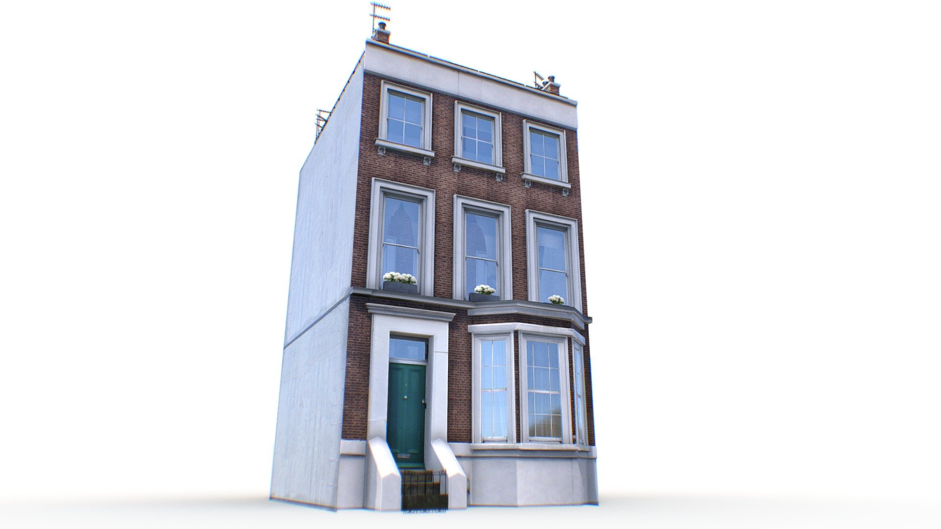 English Brick Townhouse 3D Model - London Townhouse 7 - Buy Royalty Free 3D model by Omni Studio 3D (@omny3d) 3d model