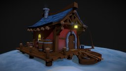 Bobs Fishery lights, ambient, lake, night, cabin, max, cold, frozen, cozy, handpainted, 3d, photoshop, 3dsmax, 3dsmaxpublisher, texture, lowpoly, gameart, low, gameasset, house