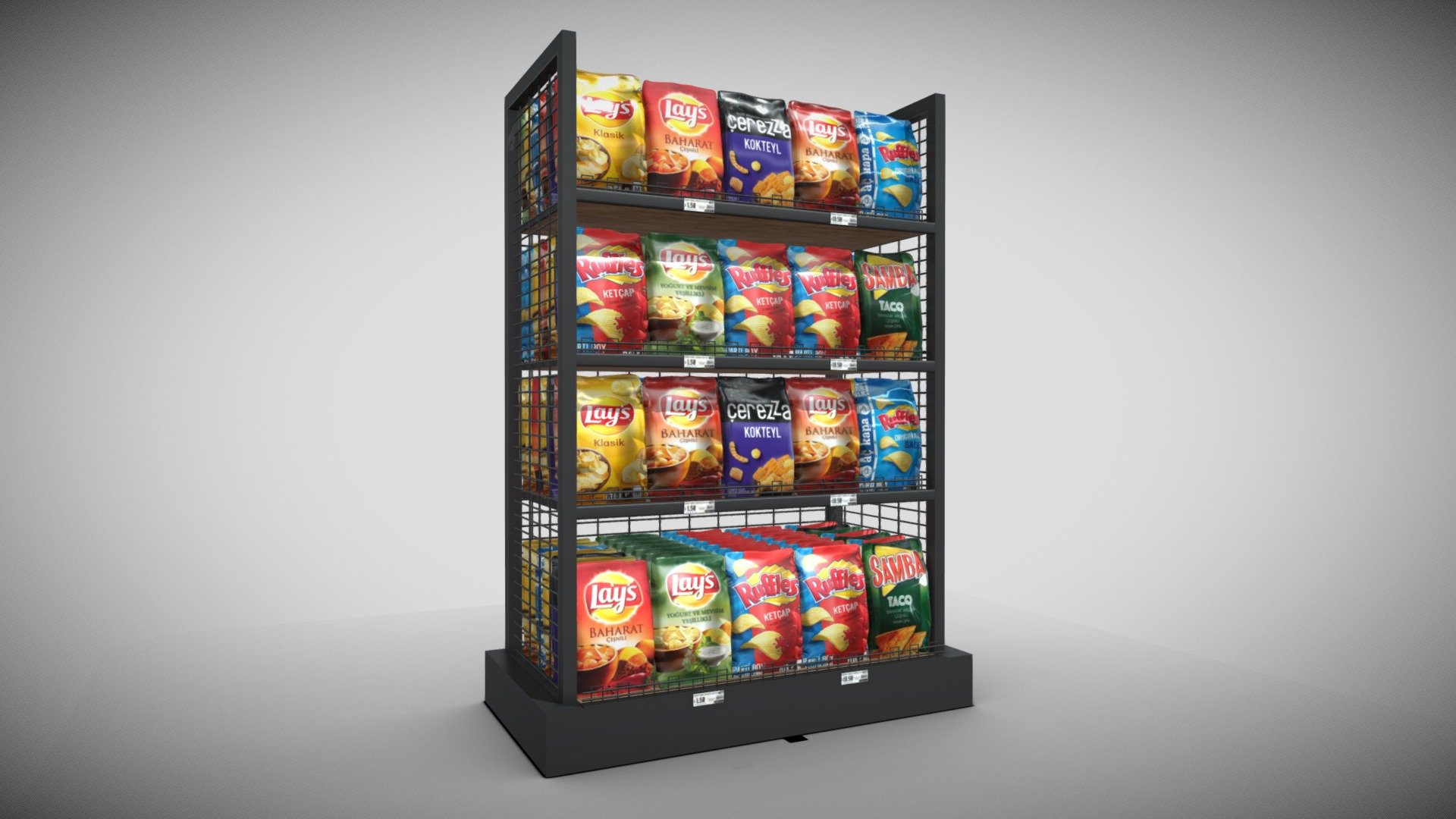 The cookie and chips store can be an impressive element for your projects. Easy to use, realistic image, low polygon, wide variety of materials 3d model