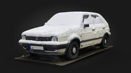 VW Golf II iphone, winter, snow, volkswagen, berlin, volkswagen-golf, photogrammetry, 3dscan, car