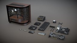 Computer Parts ( Built PC ) power, fan, pc, gpu, cpu, case, parts, build, electronic, ram, radiator, powersupply, props, glow, processor, motherboard, graphics, screws, fans, 2020, ssd, watercooling, psu, graphicscard, asset, game, pbr, textured, watercool