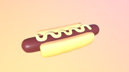 Stylized hotdog bread, bun, hotdog, mustard, sausage, gradienttexture, stylized