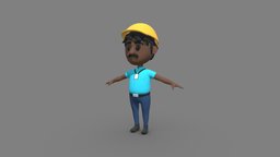 Cartoon male engineer engineer, safety, engine, blackman, engeneer, cartoon, man, animation, black, safetyhelmet