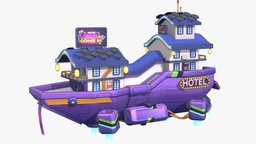 Sci-fi Ship hotel, motel, blendernation, lowpolymodel, blender, scifi, sci-fi, house, home, ship, animation, stylized, rigged, highpoly