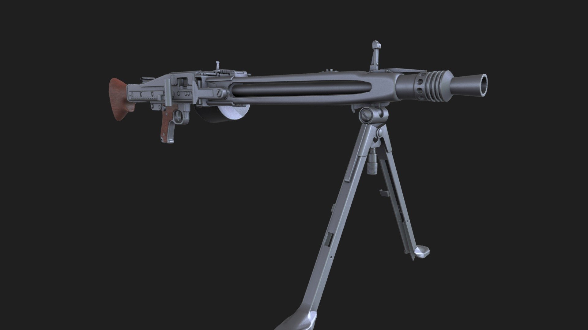 Model of German MG42 machine gun, created in low poly style specially for game engines 3d model