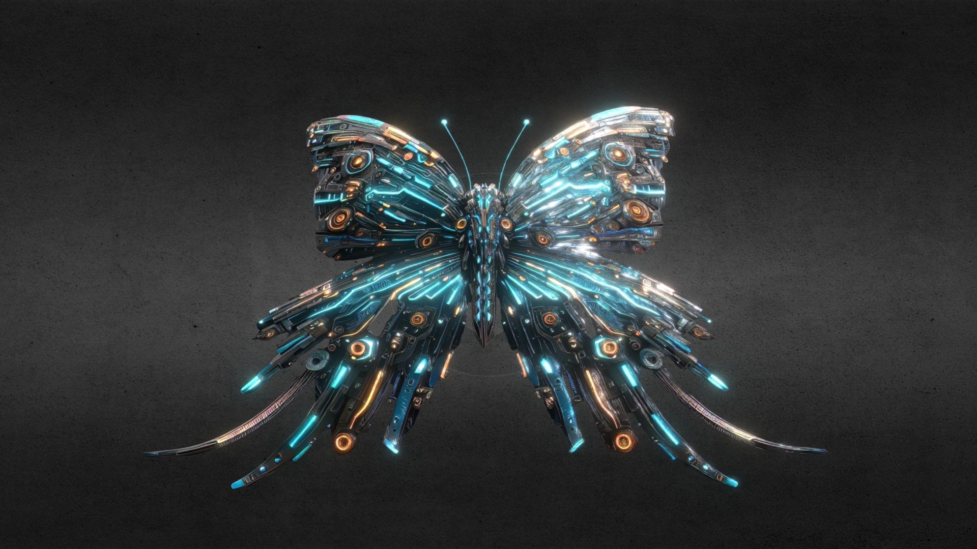 Cyber scifi butterfly (2.5D), gameready, lowpoly, 2.5D - Cyber scifi butterfly (2.5D) - Buy Royalty Free 3D model by endike 3d model