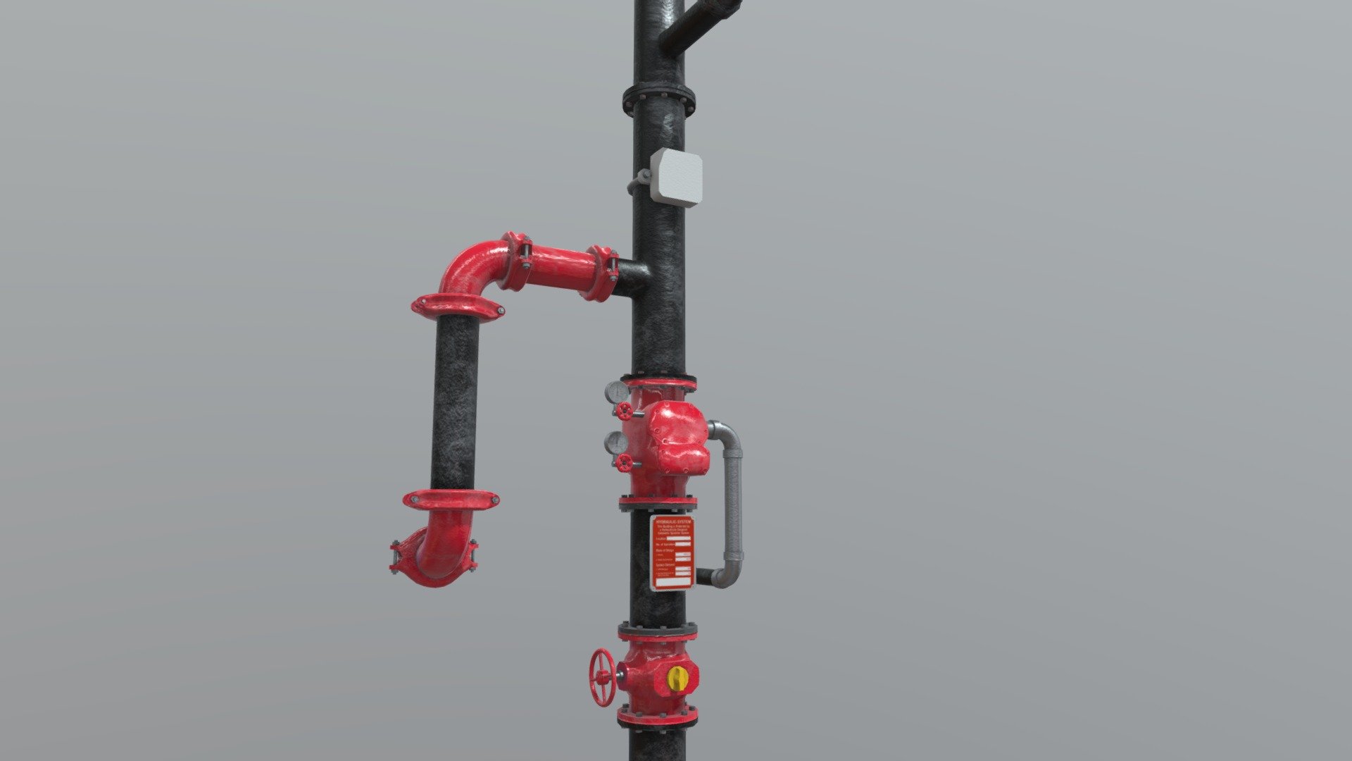 sprinkler riser for fire suppresion system featuring a modular set of metal pipes and fittings - Sprinkler Riser Pipe Assembly - Buy Royalty Free 3D model by BradleyLewis 3d model