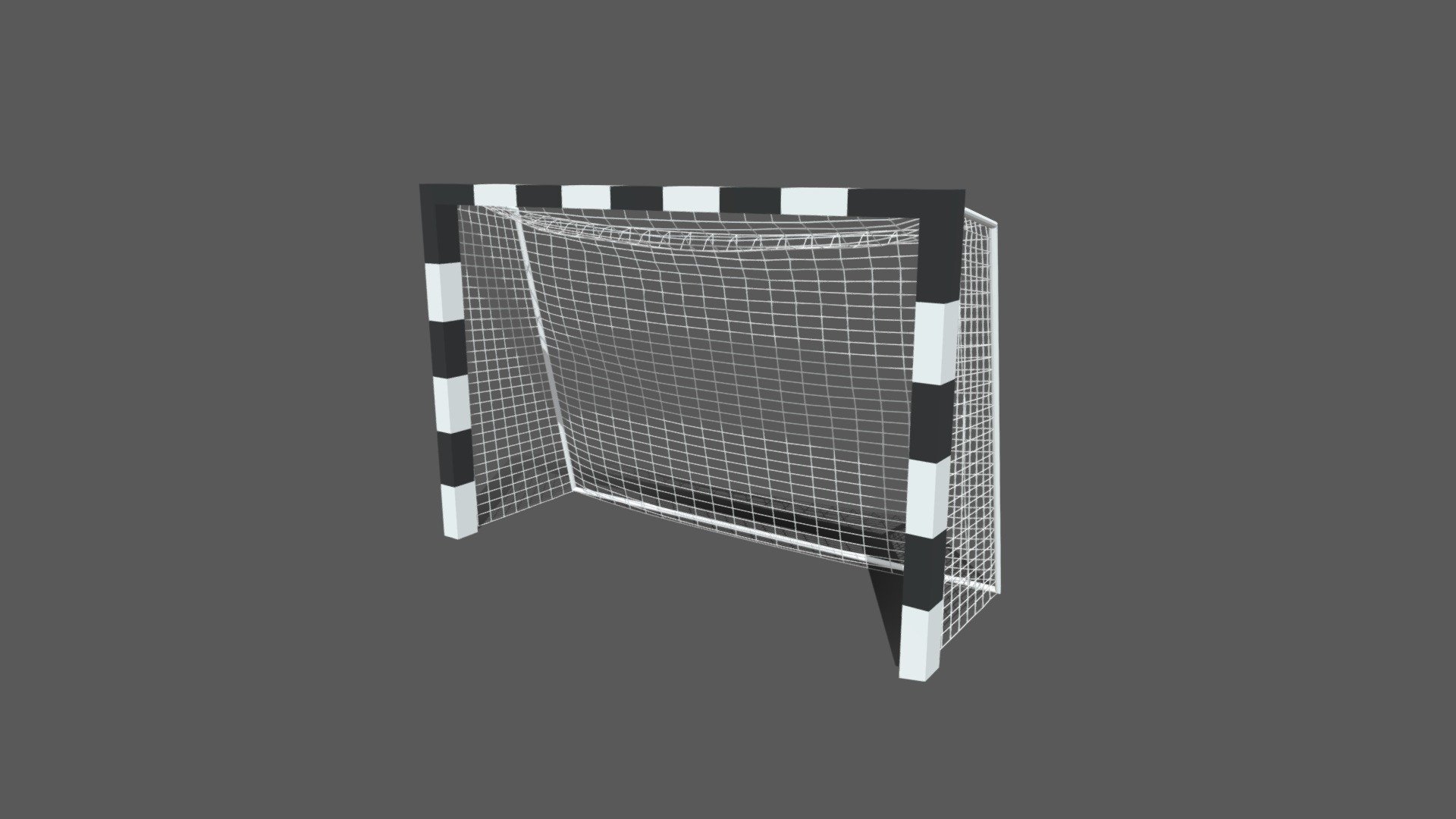 This is a  3D model of a handball goal post  The handball goalpost was modeled and prepared for cartoon style renderings, background, general CG visualization presented as 1 mesh.

Verts : 8.680 Faces : 11.338.

The 3D model have simple materials with diffuse colors.

No ring, maps and no UVW mapping is available.

The original file was created in blender. You will receive a OBJ, FBX, blend, DAE, Stl, gLTF.

All preview images were rendered with Blender Cycles. Product is ready to render out-of-the-box. Please note that the lights, cameras, and background is only included in the .blend file. The model is clean and alone in the other provided files, centred at origin and has real-world scale 3d model