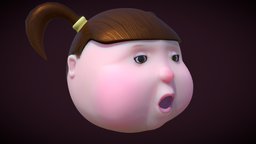 Toddler face (stylized) face, baby, doll, toddler, character, cartoon, design, stylized, animated, concept, rigged