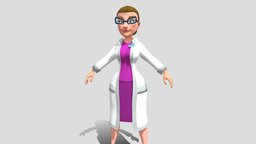 Doctor scientist 3d game cartoon character doctor, medicine, woman, scientist, gameassets, cartoonstyle, cartooncharacter