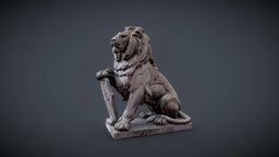 Lion Sculpture, processed unreal, lion, statue, game-ready, unity, gameasset, sculpture