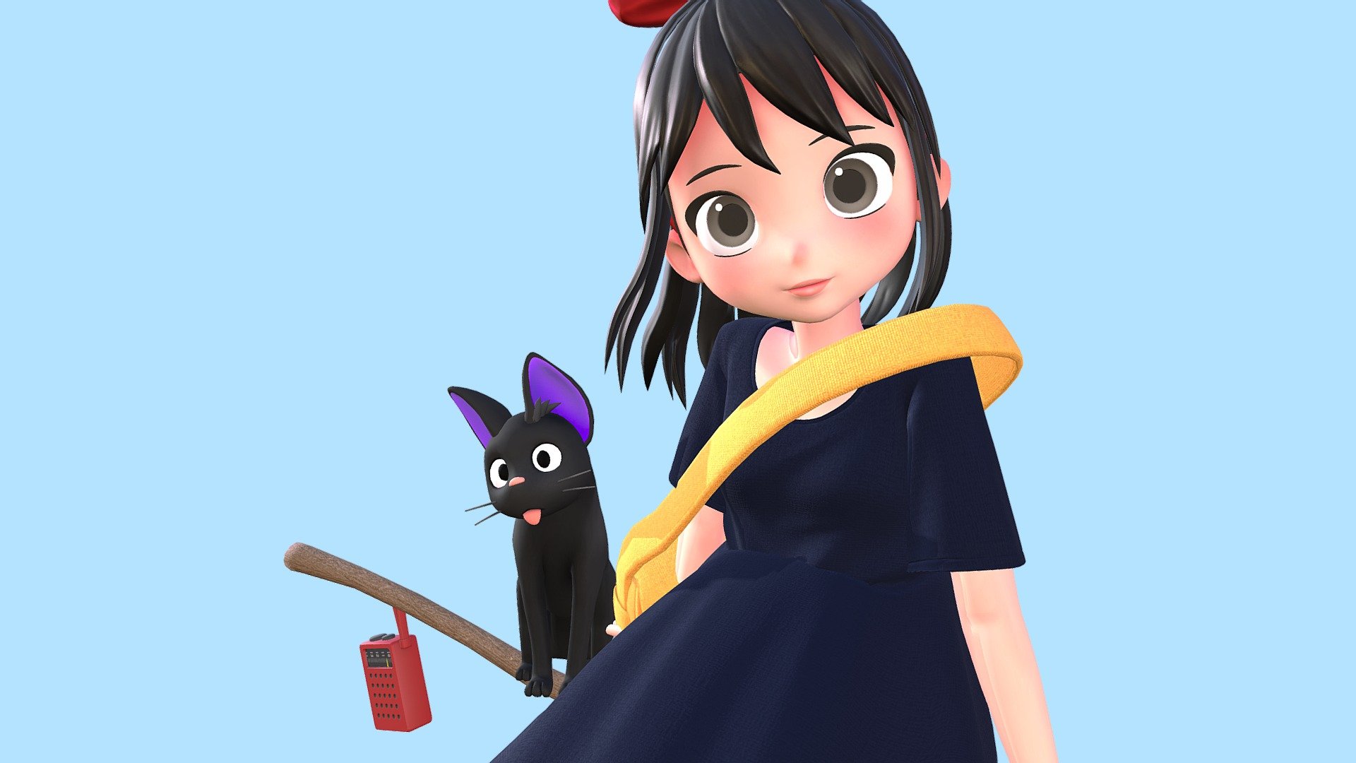 This is Kiki is an old model I made a few years ago. I recently updated her by fixing the proportion of her body and face, adding some new textures, and giving her a full-action cat figure. Now she looks much cuter than before! I also added some expression animations, but unfortunately, I'm not sure how to properly upload them to Sketchfab.

這個琪琪是之前做的模型, 我試著做了一些更新,身體比例&hellip;增加貼圖&hellip;等等,另外附加了一隻吉吉
整體看起來比先前的版本要可愛一些
我還做了一些表情動畫,但很可惜我不知道要怎麼把它正確地上傳到sketchfab - kiki's delivery service - 3D model by hwahaha418 3d model
