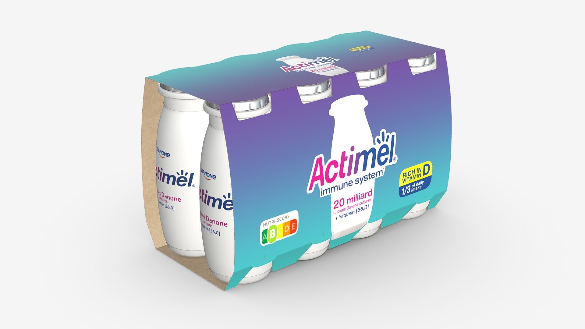 Danone Actimel bottles 8-pack - Buy Royalty Free 3D model by HQ3DMOD (@AivisAstics) 3d model