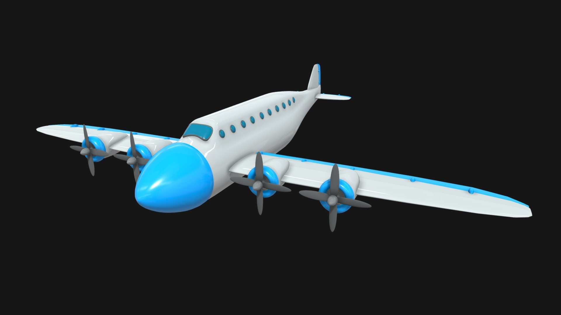 simple cartoon air plane





passager plane with 4 engines




could be a toy air plane




no textures.. just shaders for easy color changes



part of a collection https://skfb.ly/oI7VQ - Toon plane 5 - Buy Royalty Free 3D model by Randall_3D 3d model