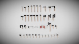 Axes and Hatchets Museum Pack kit, cooper, pennsylvania, tools, ax, pack, colonial, america, american, museum, tool, maine, hatchet, roofing, new_york, american-indian, hewing, native_american, low-poly, lowpoly, axe, history, new_jersey, lathing, shingling, lumbering