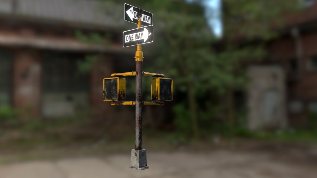 What you see is an US American traffic light wich is intendet for a post apocalyptic survival game 3d model