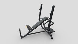 Technogym Element Inclined Weight Bench bike, room, bench, set, pack, fitness, gym, equipment, cycling, collection, vr, ar, exercise, treadmill, professional, machine, premium, rower, weight, workout, 3d, home, sport, dumbells, incline