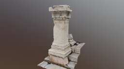 Pillar with a statue pedestal in Sagalassos ancient, turkey, column, antique, pillar, roman, ancient-rome, ancient-greece, ancient-roman-cultural-heritage, ancient-roman, photogrammetry, 3dscan, sagalassos, antikkent, burdur, antik-kent