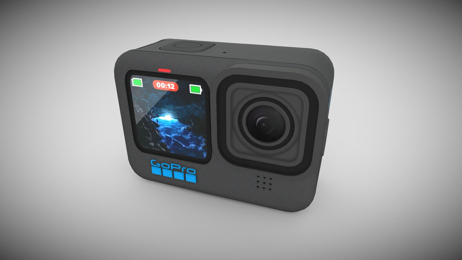 Low poly Gopro Hero 12 Black edition.
Designed in Blender and textured with Adobe Substance Painter 3d model