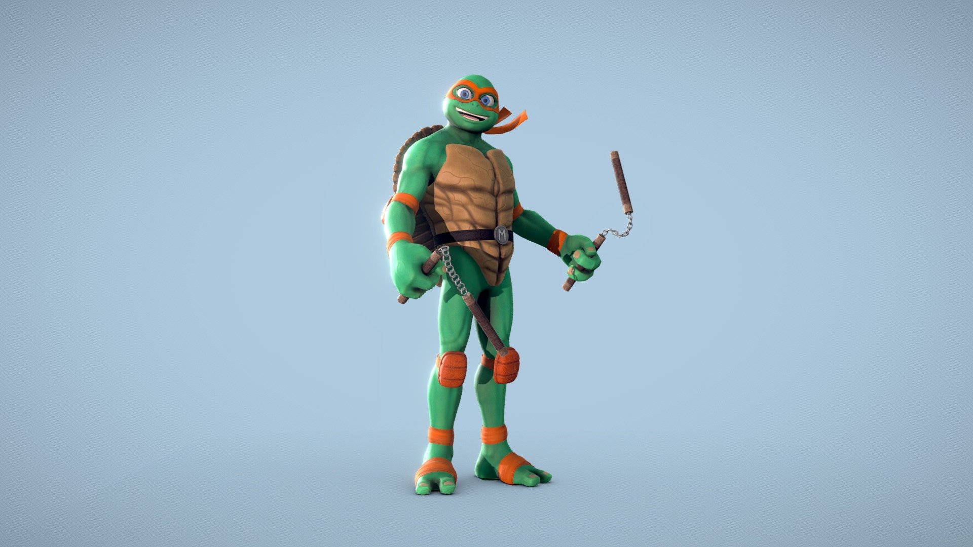 Michelangelo from the TMNT universe updated to my own stylized style.

Take a look of the Teenage mutant ninja turtles collection.

This model includes an A-pose version to get rigged and the High poly version of the body 3d model