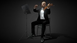 3D Scan Man Musician 029 music, violin, suit, theatre, people, architectural, night, orchestra, realistic, show, concert, opera, bowtie, musician, violinist, musical-instrument, music-player, character, game, chair, model, scan, 3dscan, man, human