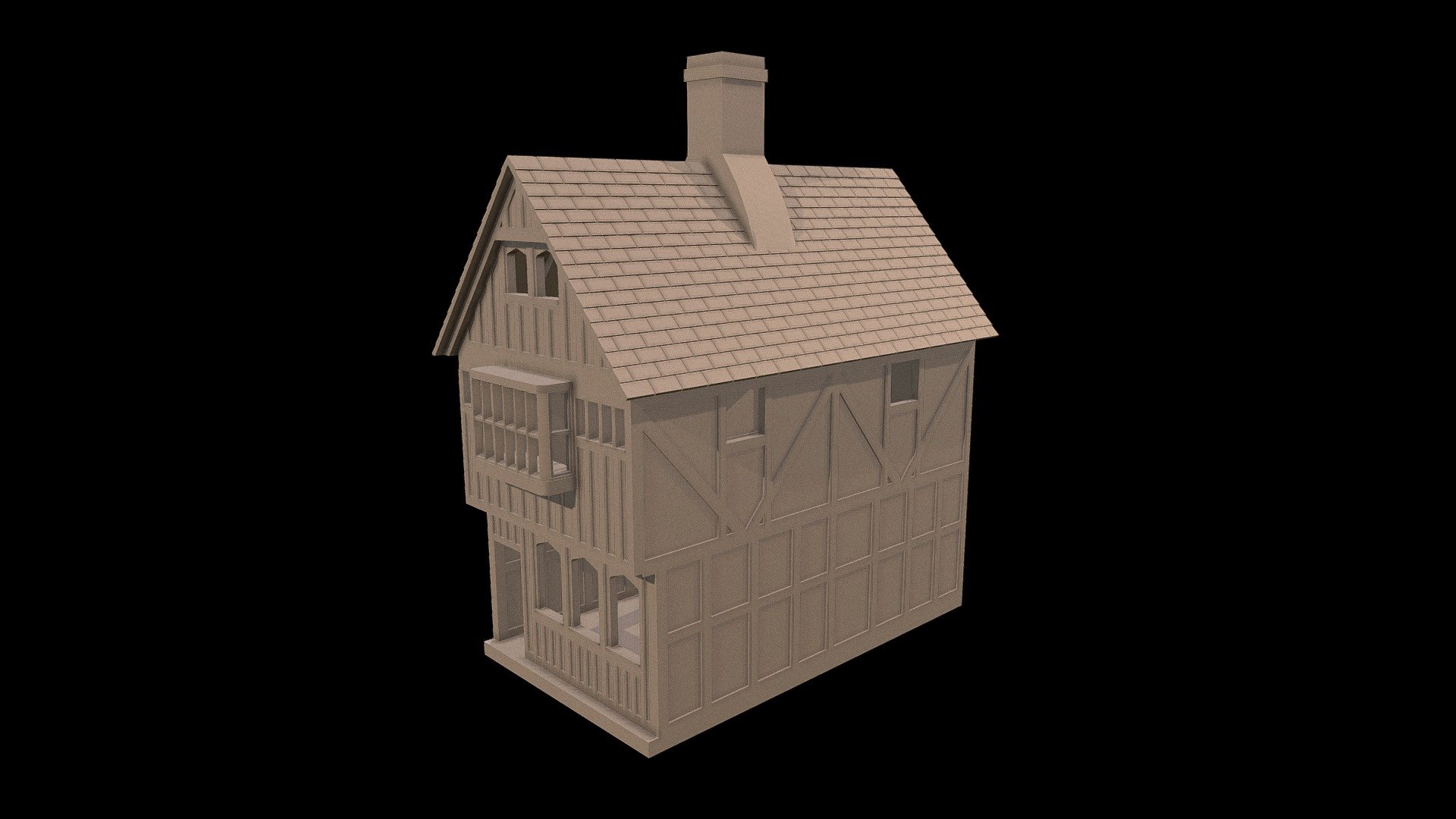 WIP British Tudor style building 28mm wargames - 3D model by ngauge.es 3d model