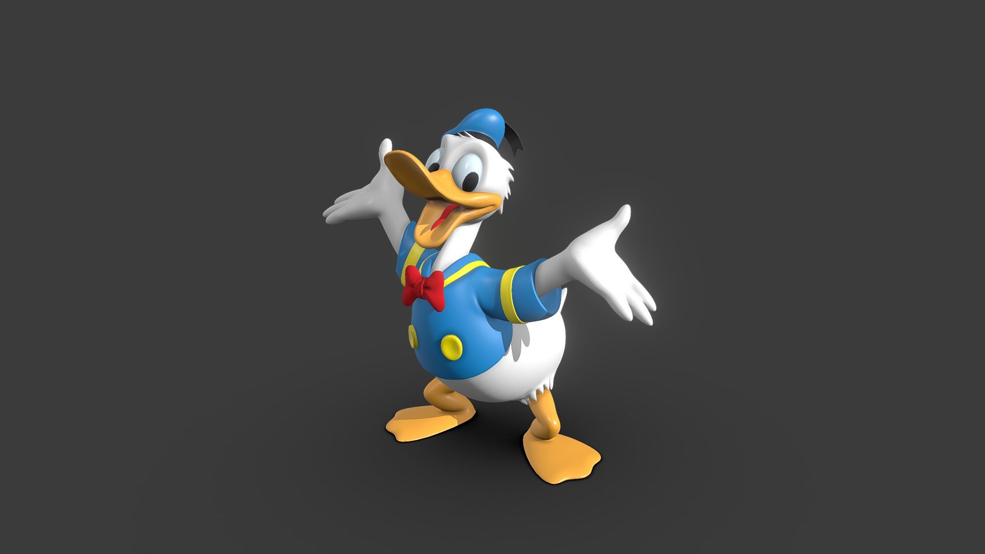 Donald Duck reimagined as 3d with the 2d design as reference - Donald Duck - Buy Royalty Free 3D model by dquintino 3d model