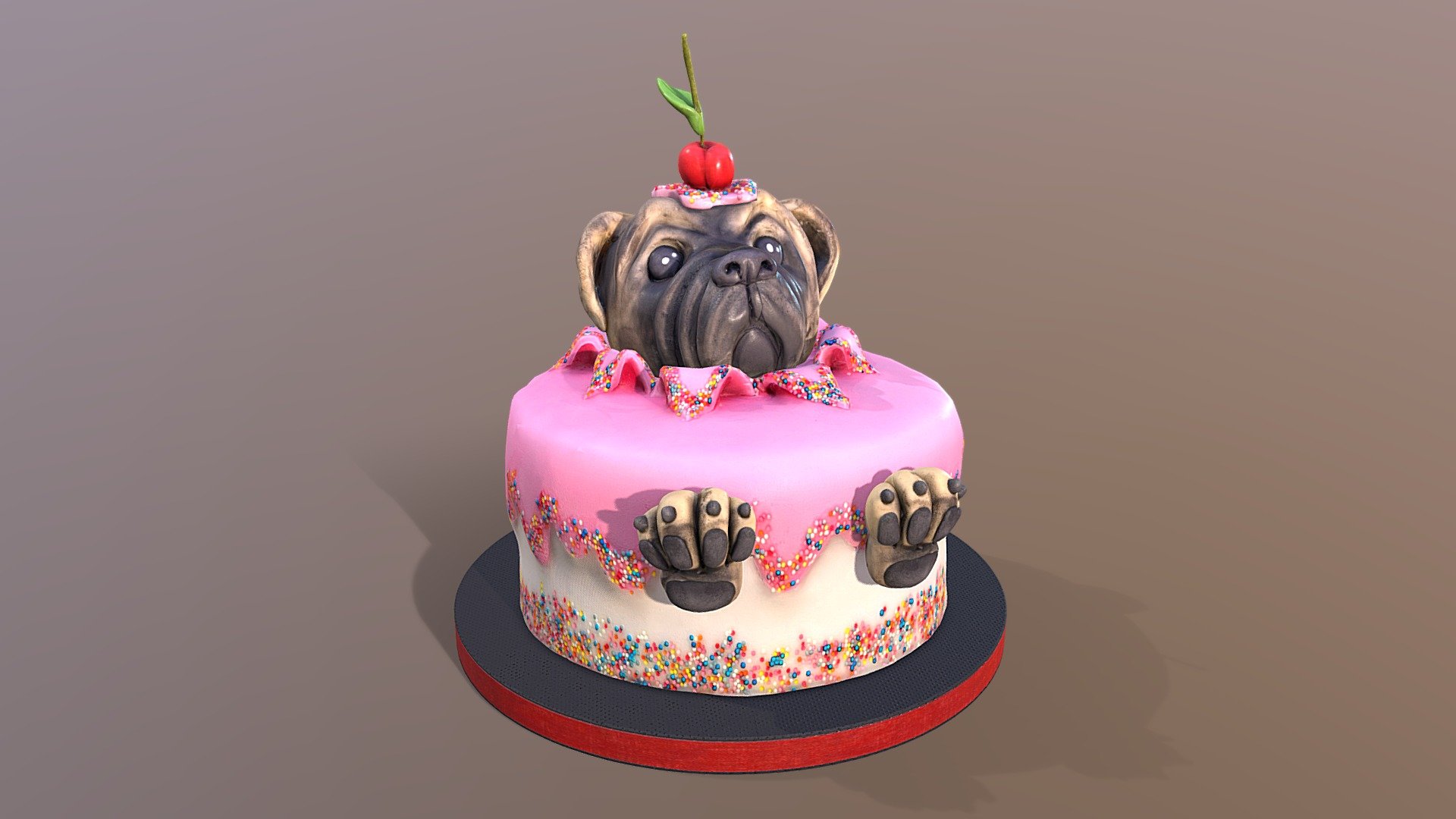 This georgeous Pug pop-up Cake model was created using photogrammetry which is made by CAKESBURG Premium Cake Shop in the UK. You can purchase real cake from this link: https://cakesburg.co.uk/products/pug-cake?_pos=1&amp;_sid=d7263bdb7&amp;_ss=r

Textures 3X 4096*4096px PBR photoscan-based materials Base Color, Normal Map, Roughness) - Pug Cake - Buy Royalty Free 3D model by Cakesburg Premium 3D Cake Shop (@Viscom_Cakesburg) 3d model