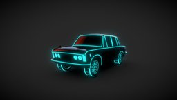 Electro Ride car F 125p racer, synth, fiat, soviet, retro, cyberpunk, electronic, ride, neon, electro, synthwave, 125p, car
