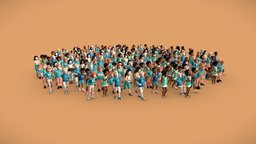240 Posed Little Kids Low-Poly Style