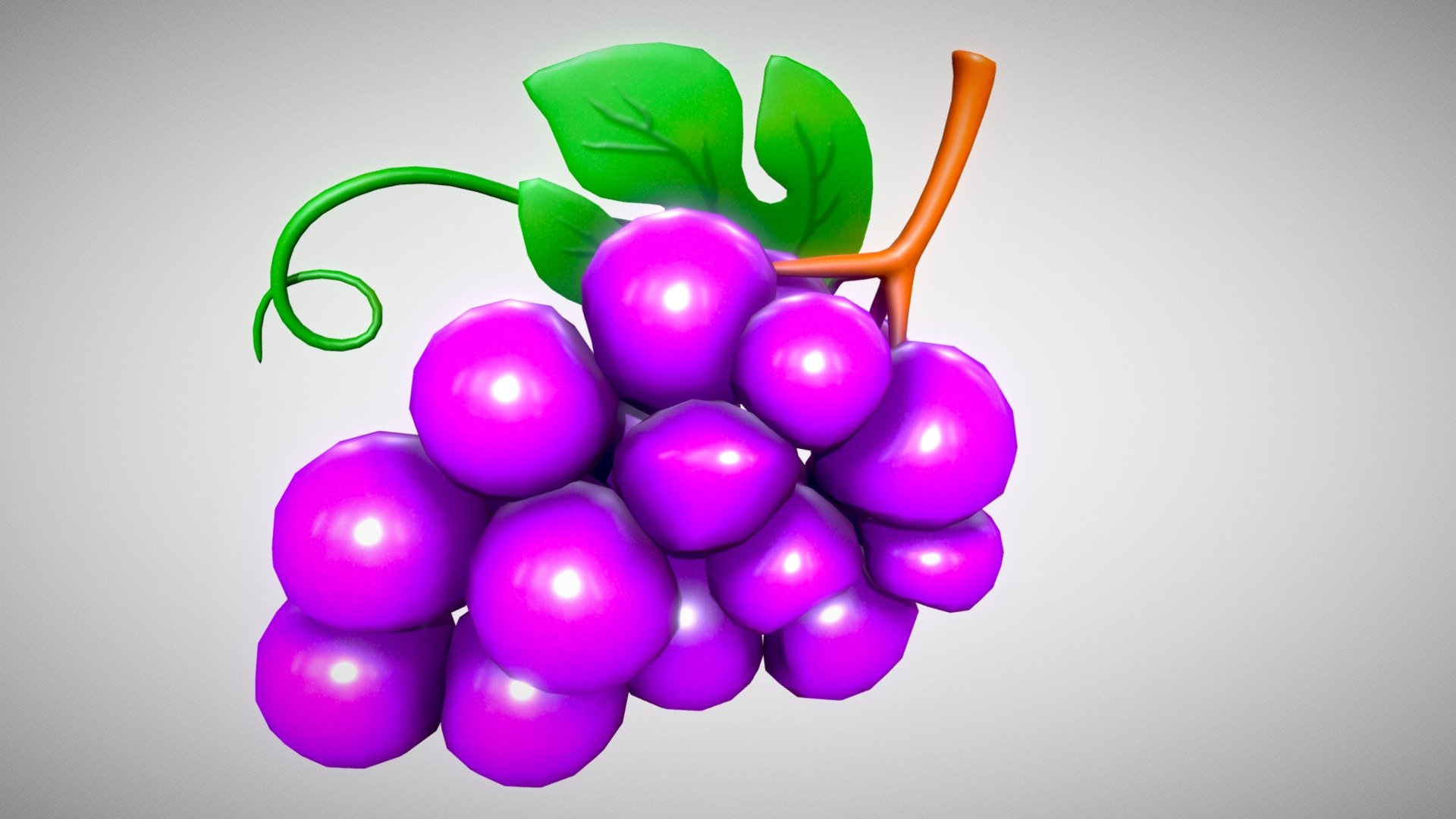 A stylized grape model for cute and or cartoon-styled rendering projects. Ready to subdivide if necessary.  Low poly game ready 3d model 3d model